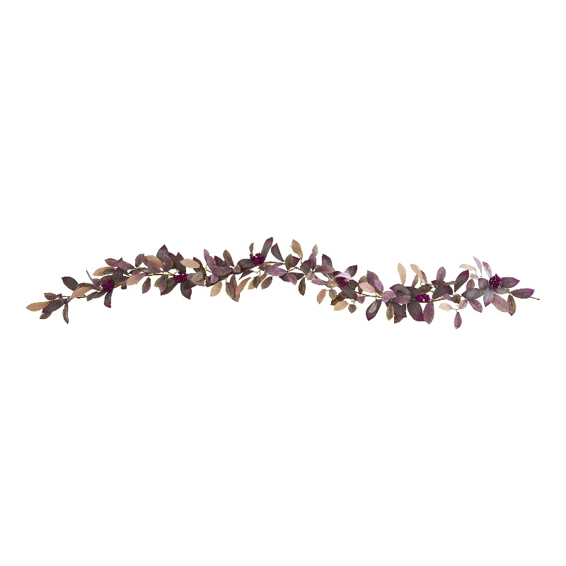 Nearly Natural 6ft Fall Laurel Leaf w/ Berries Artificial Garland (Set of 2)