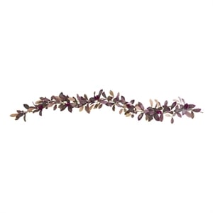 Nearly Natural 6ft Fall Laurel Leaf w/ Berries Artificial Garland (Set of 2)