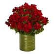 Nearly Natural Geranium Artificial Plant in Metal Planter UV Resistant
