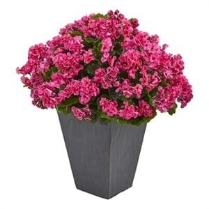 Nearly Natural Geranium Artificial Plant in Slate Planter UV Resistant