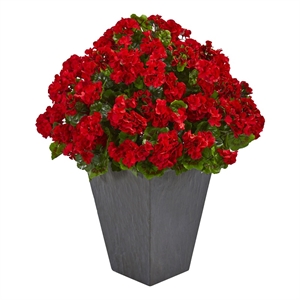 Nearly Natural Geranium Artificial Plant in Slate Planter UV Resistant