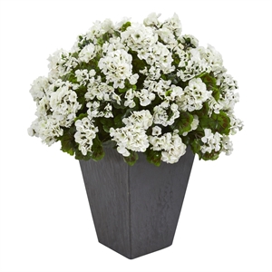 Nearly Natural Geranium Artificial Plant in Slate Planter UV Resistant