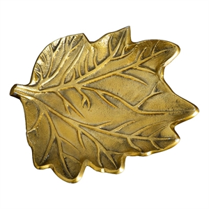 Nearly Natural 10&quot Gold Tree of Life Leaf Decorative Accent Tray in Gold