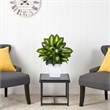 Nearly Natural 2ft Golden Dieffenbachia Artificial Plant in White Metal Planter