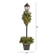 Nearly Natural 5ft Holiday Pre-lit Decorated Lamp Post w/ Greenery Container