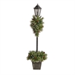 Nearly Natural 5ft Holiday Pre-lit Decorated Lamp Post w/ Greenery Container