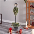 Nearly Natural 5ft Holiday Pre-lit Decorated Lamp Post w/ Greenery Container