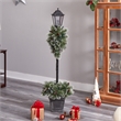 Nearly Natural 5ft Holiday Pre-lit Decorated Lamp Post w/ Greenery Container