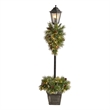 Nearly Natural 5ft Holiday Pre-lit Decorated Lamp Post w/ Greenery Container