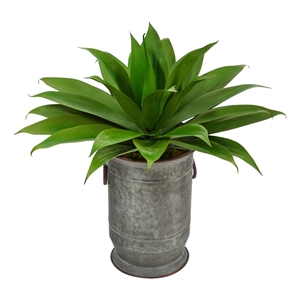 Nearly Natural 26&quot Agave Succulent Artificial Plant in Vintage Metal Planter