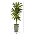 Nearly Natural 4ft Dracaena Artificial Plant in Vintage Metal Planter