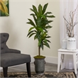 Nearly Natural 4ft Dracaena Artificial Plant in Vintage Metal Planter