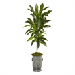 Nearly Natural 4ft Dracaena Artificial Plant in Vintage Metal Planter