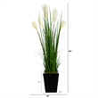 Nearly Natural 4.5ft Wheat Plume Grass Artificial Plant in Black Metal Planter