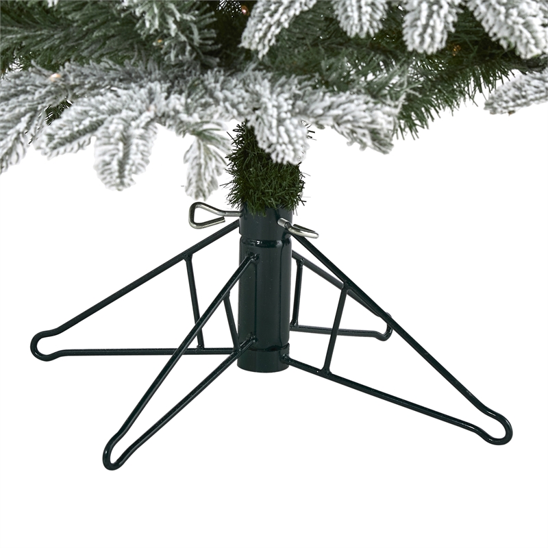Nearly Natural 5ft Flocked Colorado Mountain Fir Christmas Tree w/300 WarmWhite