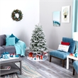 Nearly Natural 5ft Flocked Colorado Mountain Fir Christmas Tree w/300 WarmWhite
