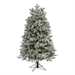 Nearly Natural 5ft Flocked Colorado Mountain Fir Christmas Tree w/300 WarmWhite