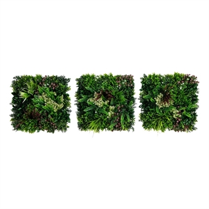 Nearly Natural 20&quot x 20&quot UV Resistant Corfu Island Living Wall Panels - Set of 3
