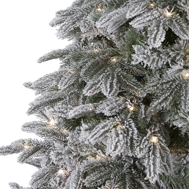 Nearly Natural 7ft Flocked Colorado Mountain Fir Christmas Tree w/700 Warm White