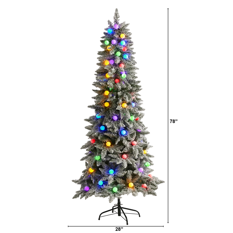 Nearly Natural 6.5ft Flocked BC Mountain Fir Christmas Tree in Planter