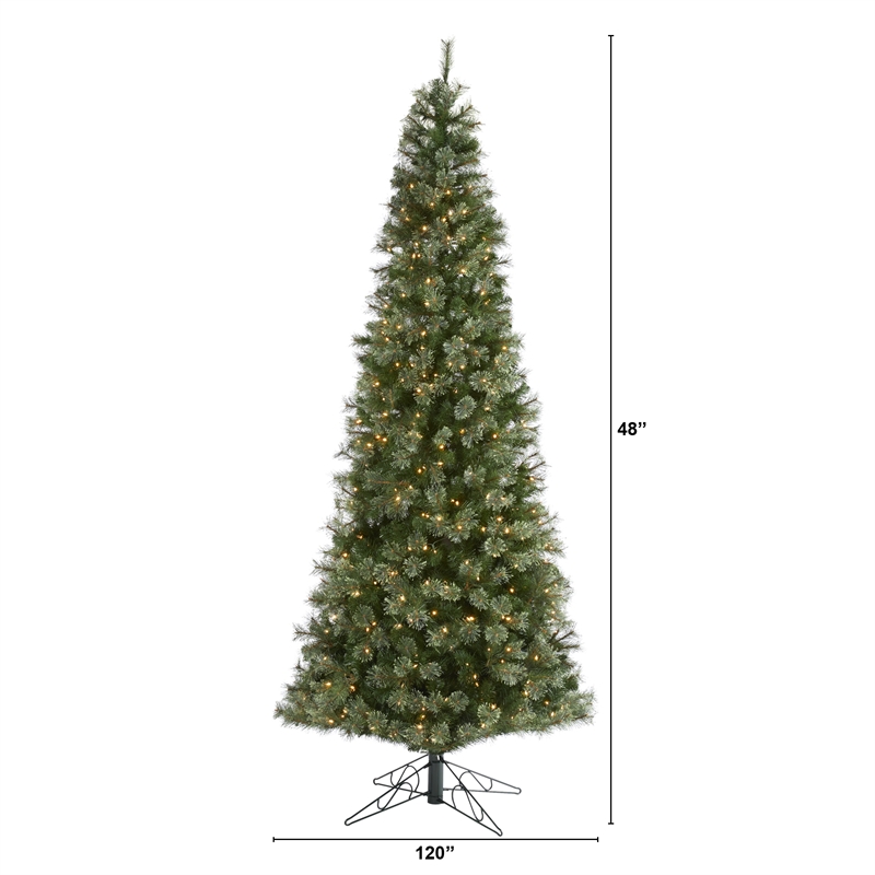 Nearly Natural 10ft Cashmere Slim Christmas Tree with 750 Warm White Lights