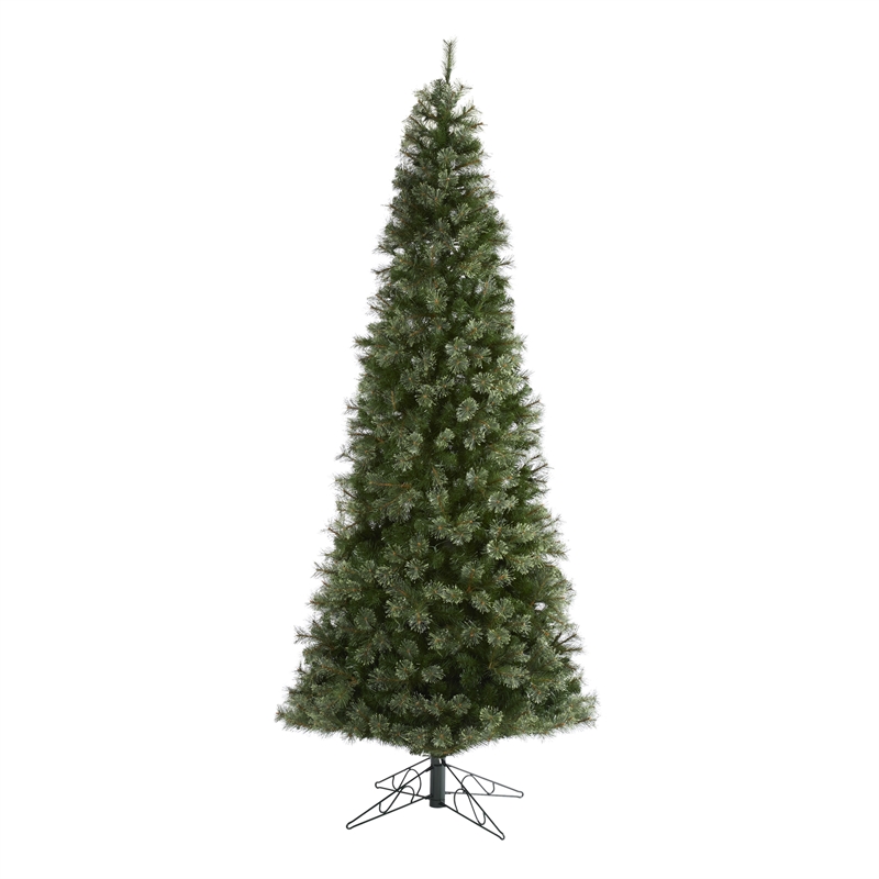 Nearly Natural 10ft Cashmere Slim Christmas Tree with 750 Warm White Lights