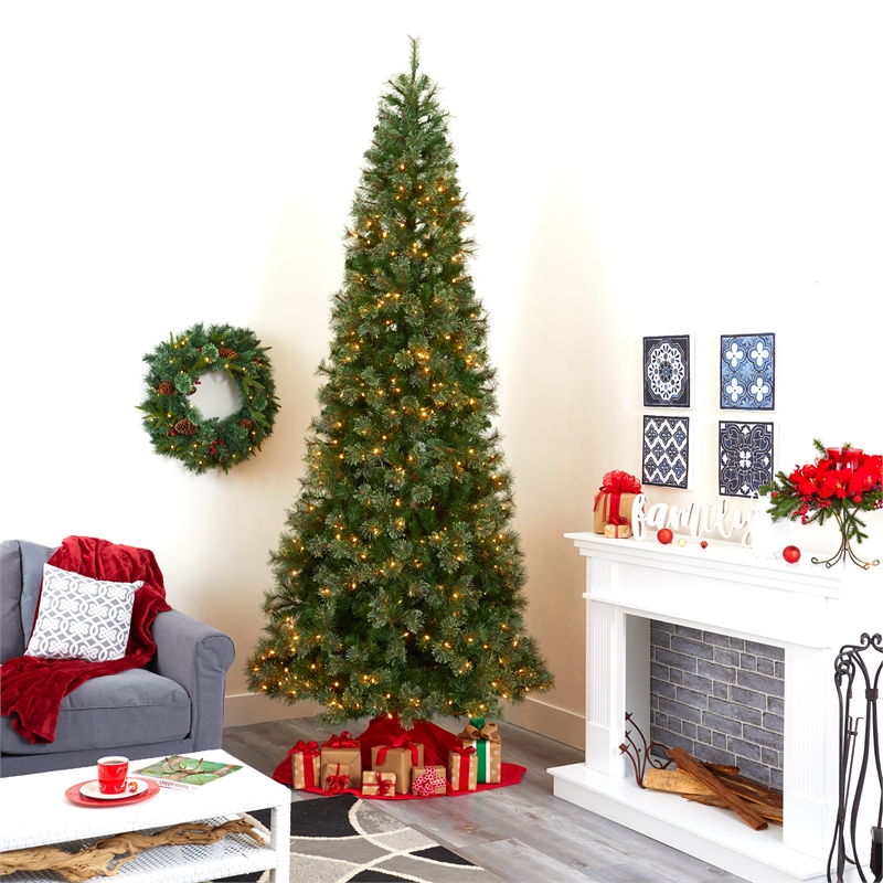 Nearly Natural 10ft Cashmere Slim Christmas Tree with 750 Warm White Lights