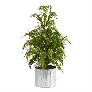 Nearly Natural 20&quot Cedar Pine Natural Look Artificial Tree in Decorative Planter