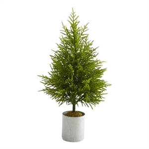 Nearly Natural 49&quot Norfolk Island Pine Natural Look Artificial Tree in Green