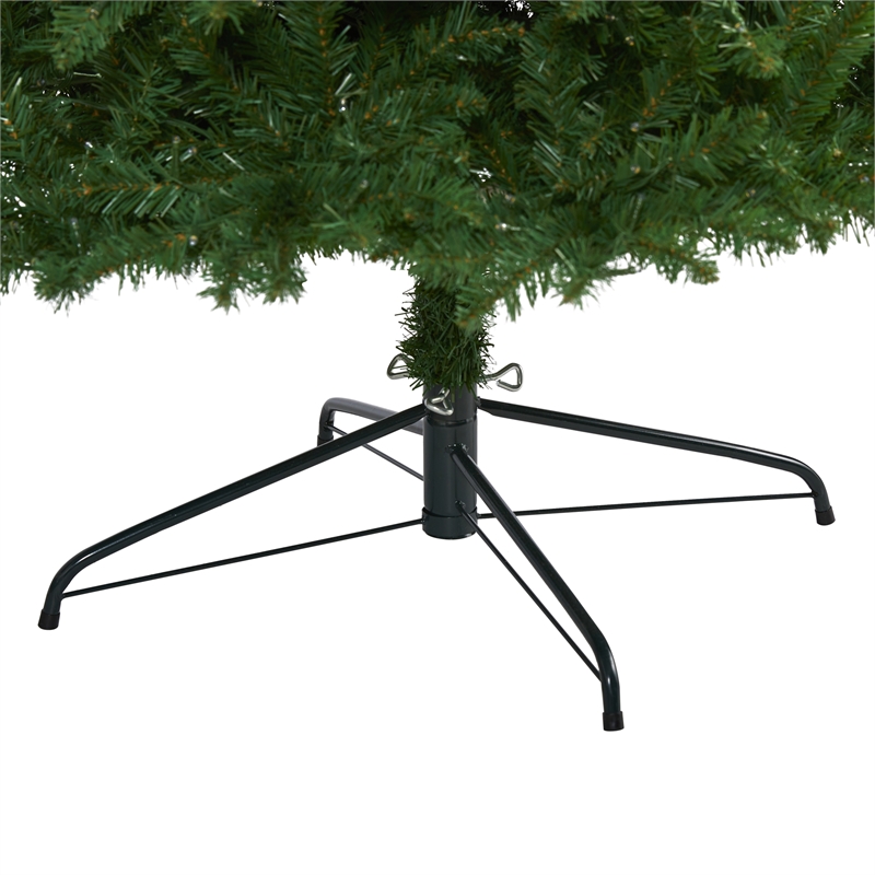 Nearly Natural 10ft Slim Green Mountain Pine Christmas Tree with 800 Clear LED