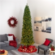 Nearly Natural 10ft Slim Green Mountain Pine Christmas Tree with 800 Clear LED