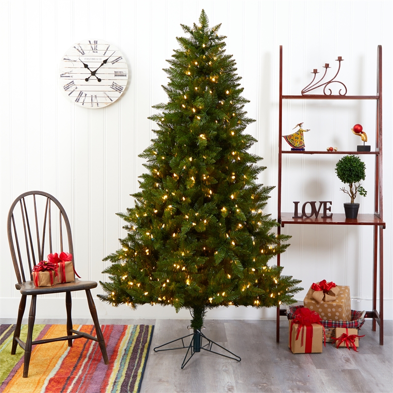 Nearly Natural 6.5ft Vermont Spruce Christmas Tree w/ 450 Warm White LED Lights