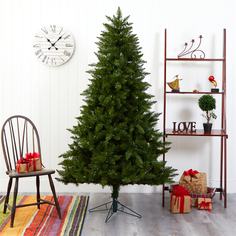 Nearly Natural 6.5ft Vermont Spruce Christmas Tree w/ 450 Warm White LED Lights