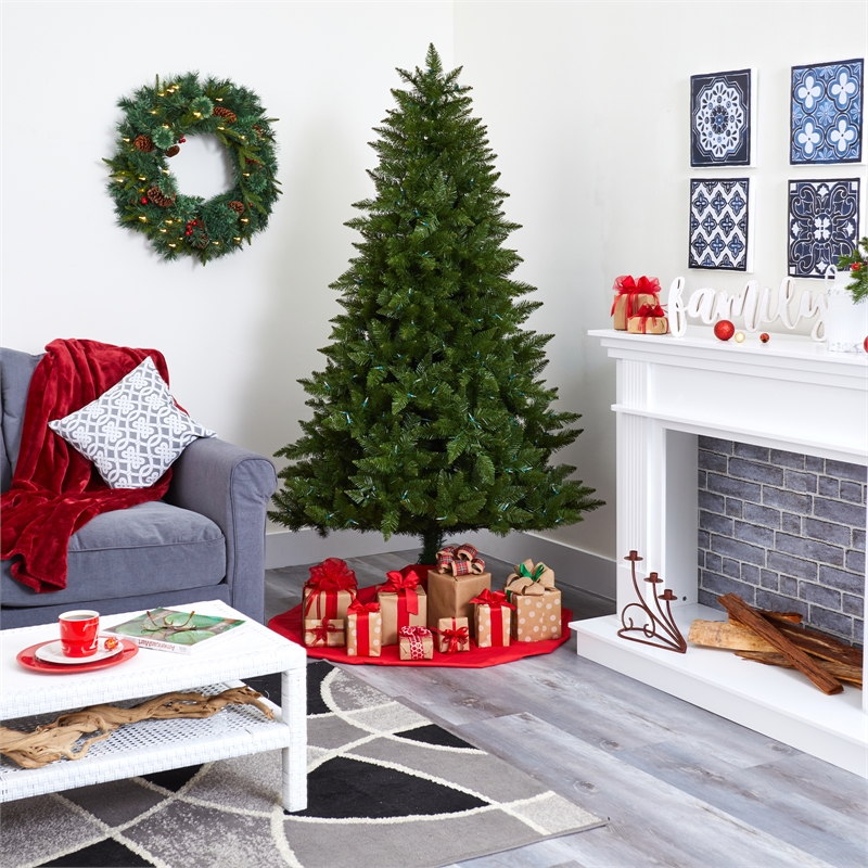 Nearly Natural 6.5ft Vermont Spruce Christmas Tree w/ 450 Warm White LED Lights