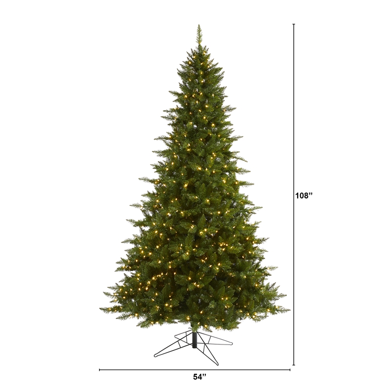 Nearly Natural 9ft Vermont Spruce Christmas Tree with 850 Warm White LED Light