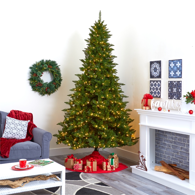 Nearly Natural 9ft Vermont Spruce Christmas Tree with 850 Warm White LED Light