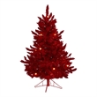 Nearly Natural 4ft Red Flocked Fraser Fir Christmas Tree with 100 Red Lights