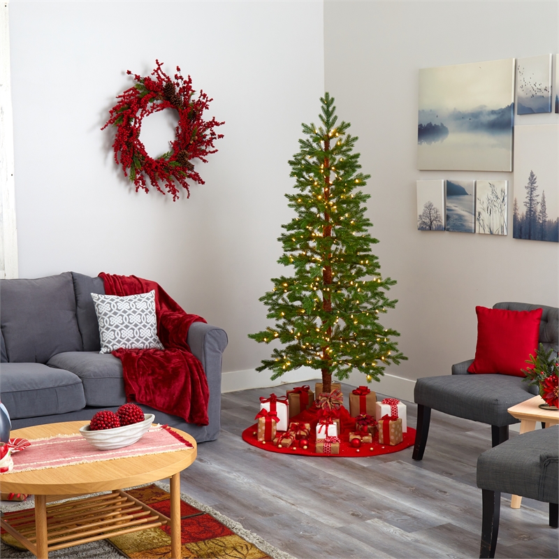Nearly Natural 6.5ft Fairbanks Fir Christmas Tree with 250 Clear Warm LED