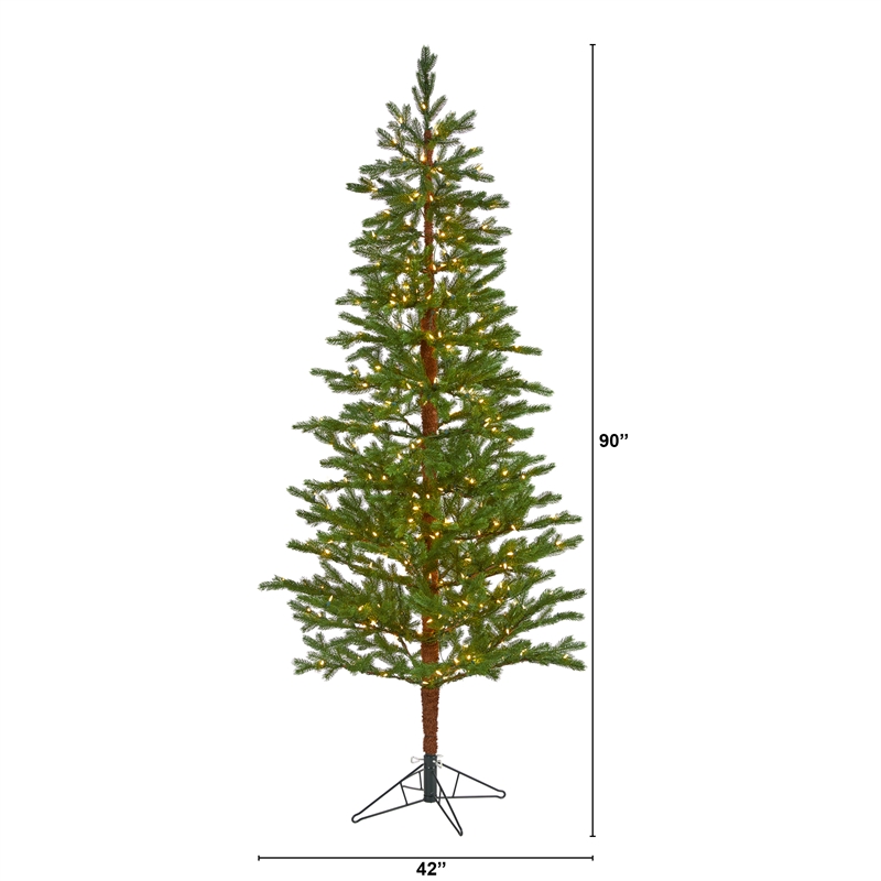 Nearly Natural 7.5ft Fairbanks Fir Christmas Tree with 350 Clear Warm LED