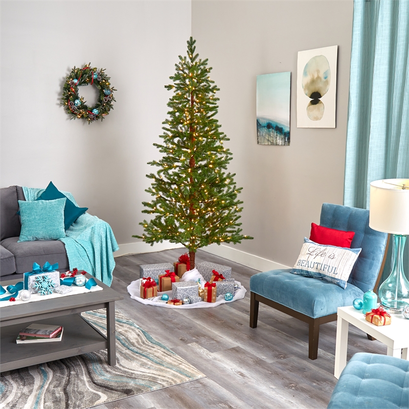Nearly Natural 7.5ft Fairbanks Fir Christmas Tree with 350 Clear Warm LED