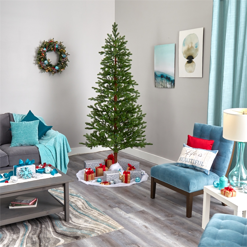 Nearly Natural 7.5ft Fairbanks Fir Christmas Tree with 350 Clear Warm LED