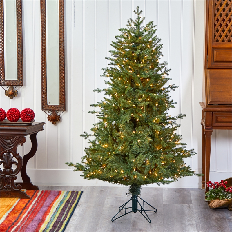 Nearly Natural 5ft New Hampshire Spruce Christmas Tree w/ 300 Warm White Lights