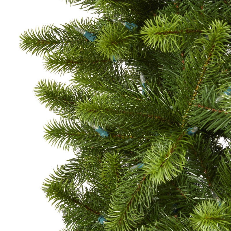Nearly Natural 8ft Slim Virginia Spruce Christmas Tree with 600 Warm White LED