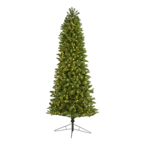 Nearly Natural 8ft Slim Virginia Spruce Christmas Tree with 600 Warm White LED