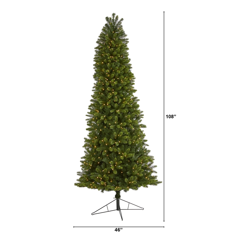 Nearly Natural 9ft Slim Virginia Spruce Christmas Tree with 750 Warm White LED