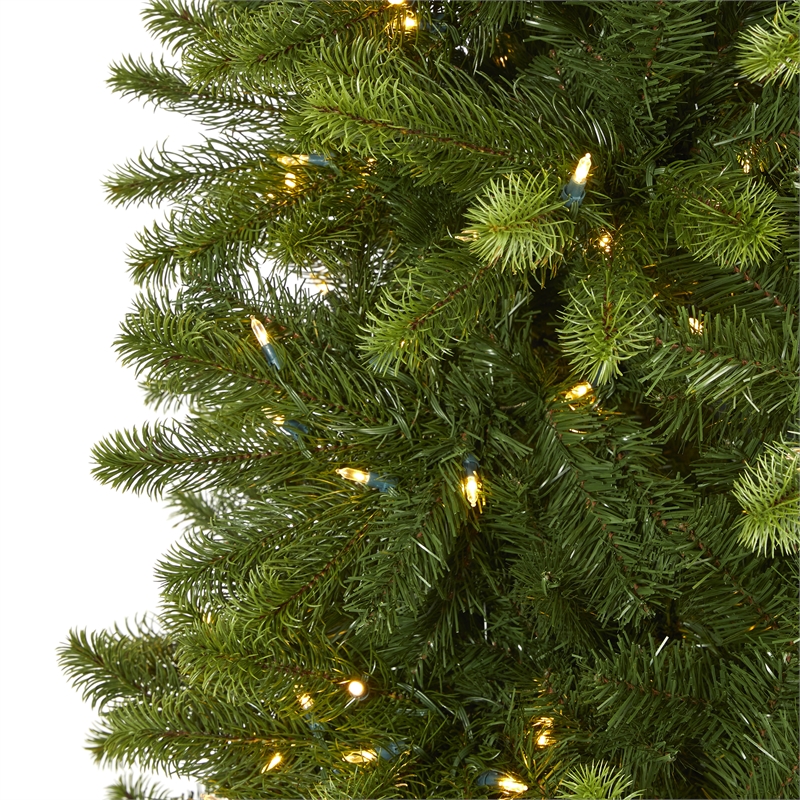 Nearly Natural 9ft Slim Virginia Spruce Christmas Tree with 750 Warm White LED