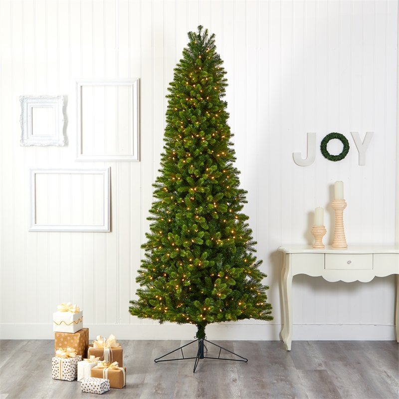 Nearly Natural 9ft Slim Virginia Spruce Christmas Tree with 750 Warm White LED