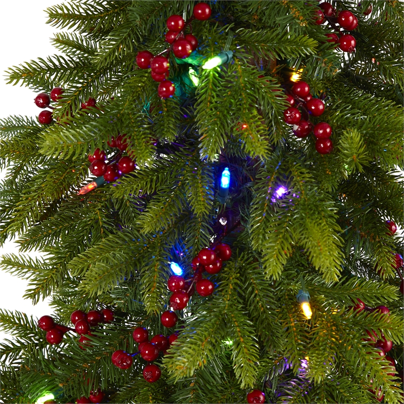 Nearly Natural 6ft Victoria Fir Christmas Tree with 250 Multi-Color LED Lights