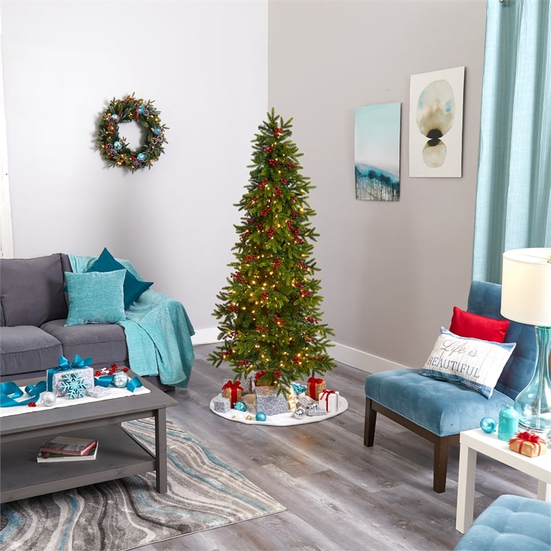 Nearly Natural 6ft Victoria Fir Christmas Tree with 250 Multi-Color LED Lights