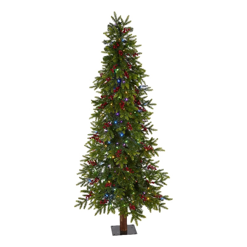 Nearly Natural 6ft Victoria Fir Christmas Tree with 250 Multi-Color LED Lights